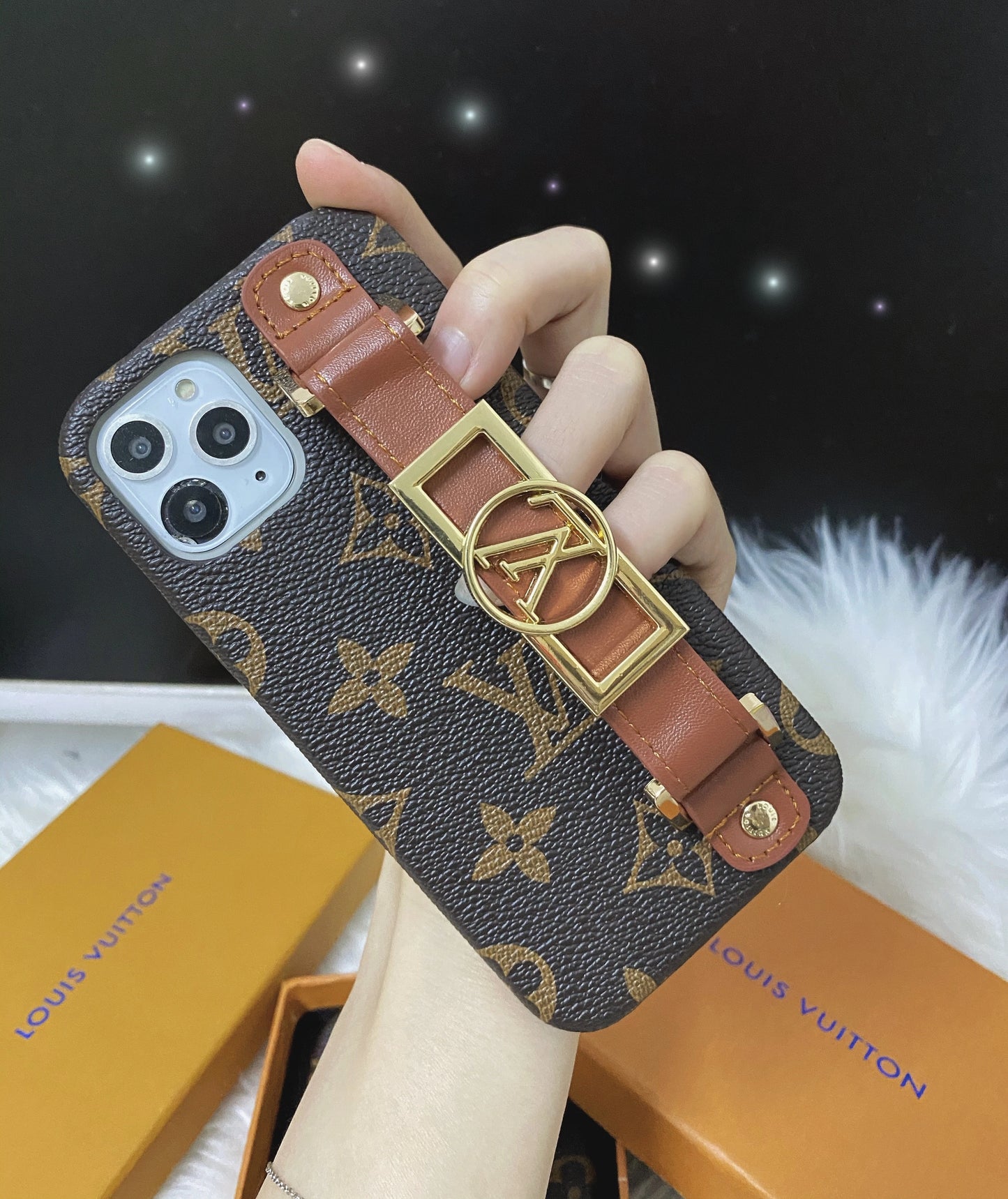 Handmade LV phone case with strap