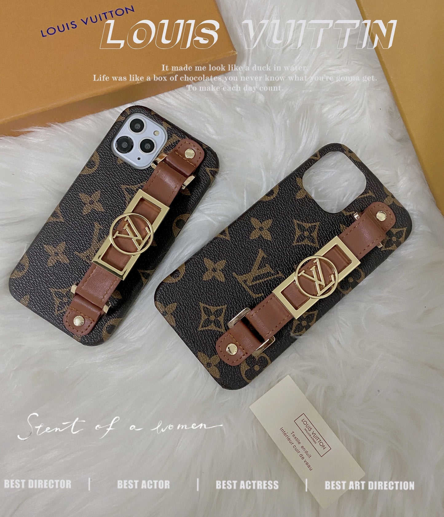 Handmade LV phone case with strap