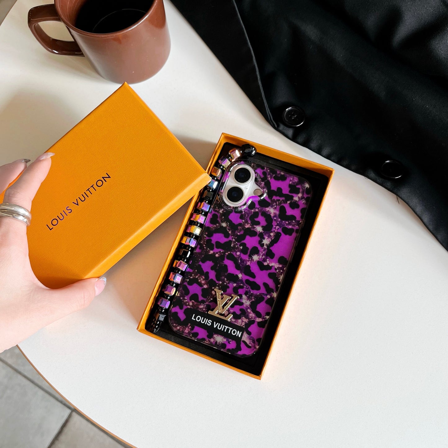 LV purple leopard print phone case