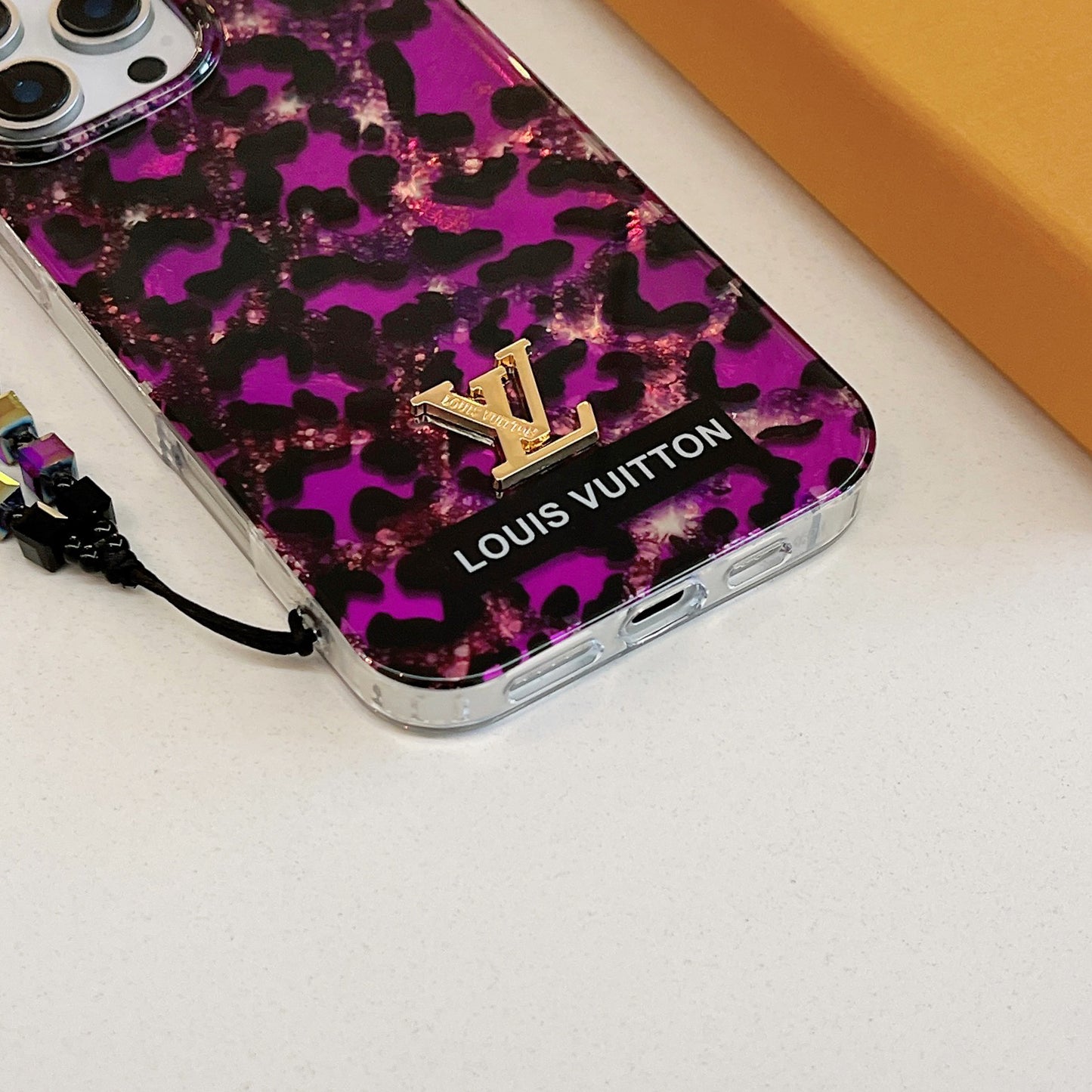 LV purple leopard print phone case