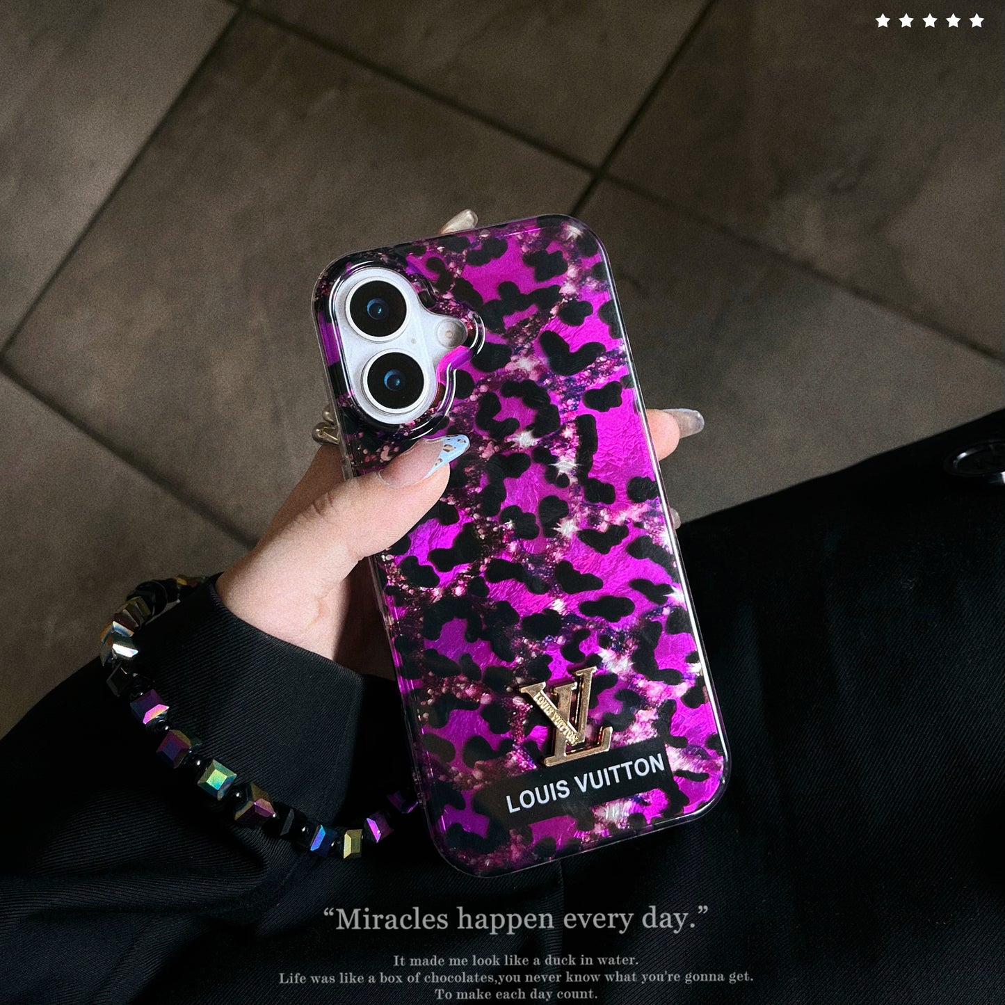 LV purple leopard print phone case