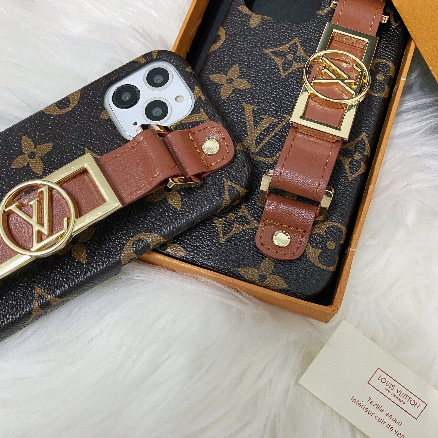 Handmade LV phone case with strap