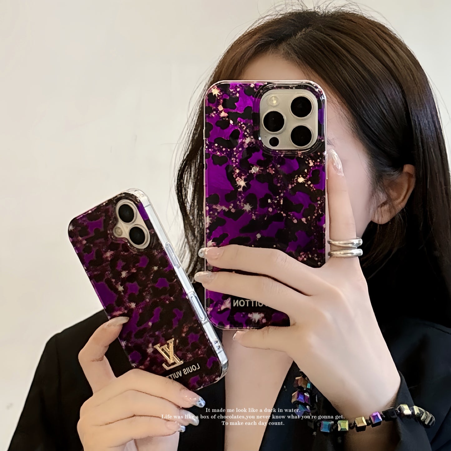 LV purple leopard print phone case