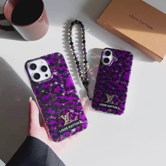 LV purple leopard print phone case